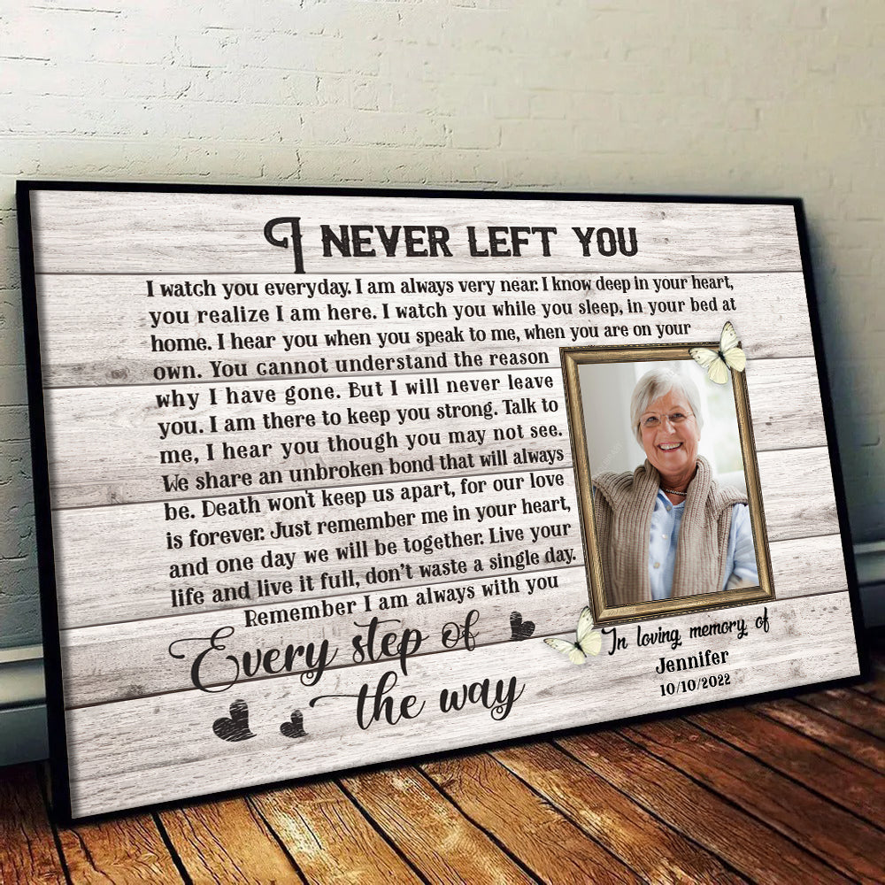 Custom Photo I Never Left You - Memorial Gift - Personalized Canvas For Family Members, Loss of Mom, Dad