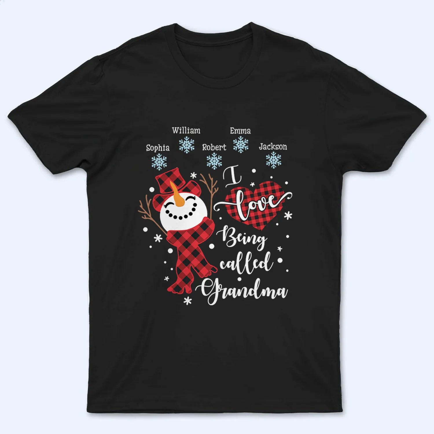 Up to 20 Kids - I Love Being Called Grandma Snowman - Personalized Custom T Shirt - Christmas Gift for Grandma/Grandparent 2
