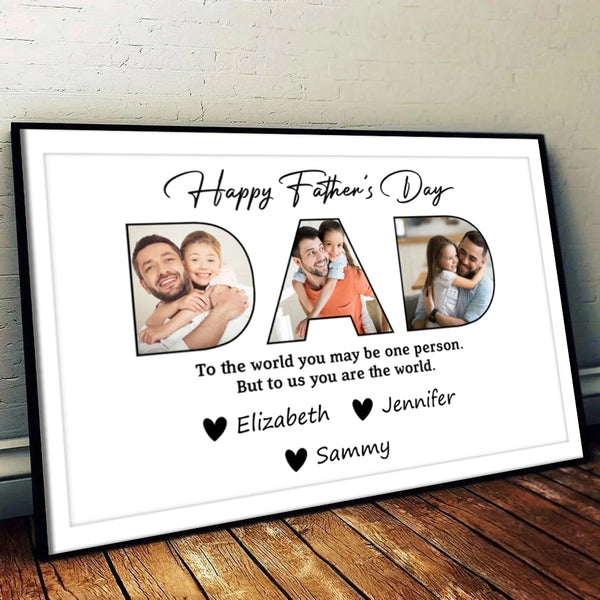 Custom Photo Happy Father's Day To Dad - Personalized Poster/Canvas Prints - Gift For Dad, Grandpa, Father's Day