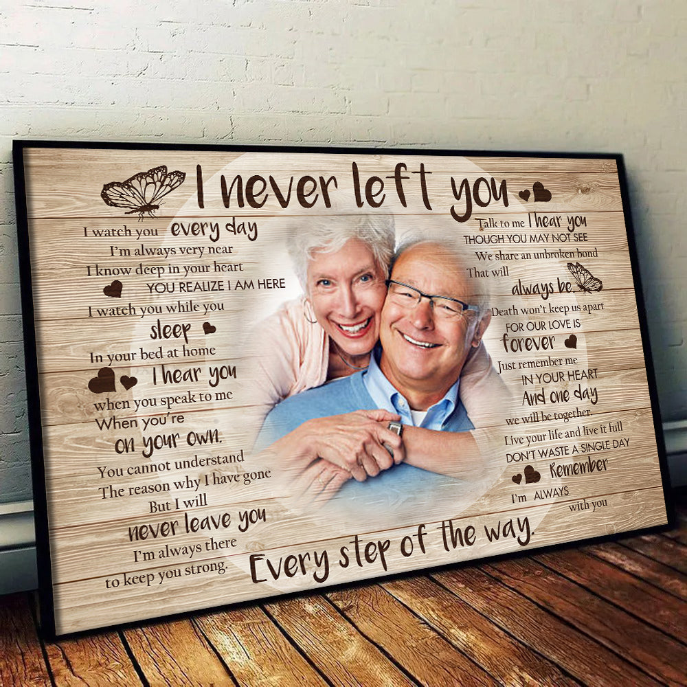 Custom Photo Never Left You - Memorial Gift - Personalized Canvas Prints For Family Members, Loss of Mom, Dad 1
