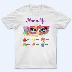Grandma Life Sunglasses Beach Vibes Summer Vacation - Personalized Custom T Shirt - Gift for Grandma/Nana/Mimi, Mom, Wife, Grandparent - Suzitee Store