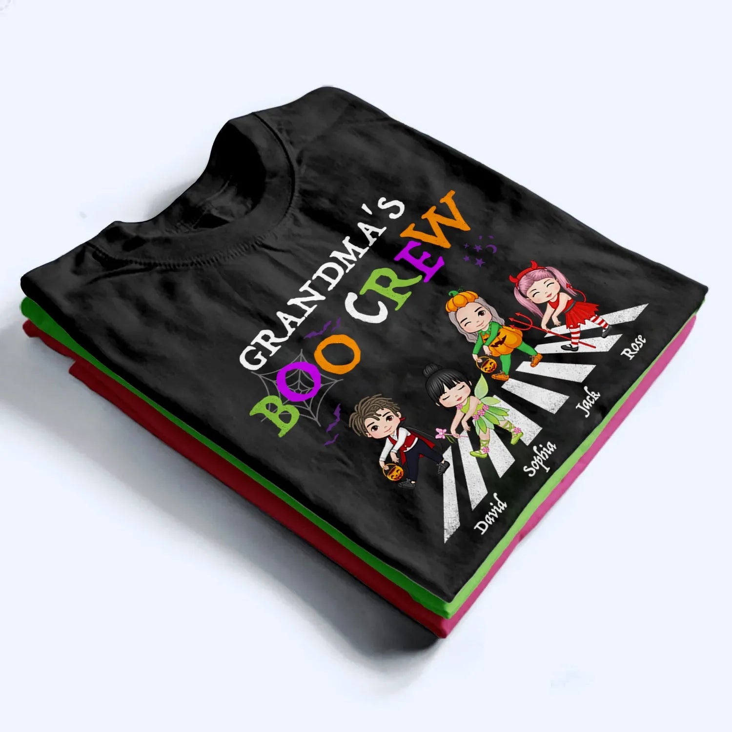Halloween Grandma's Boo Crew - Personalized Custom T Shirt - Halloween Gift for Grandma/Nana/Mimi, Mom, Wife, Grandparent 3
