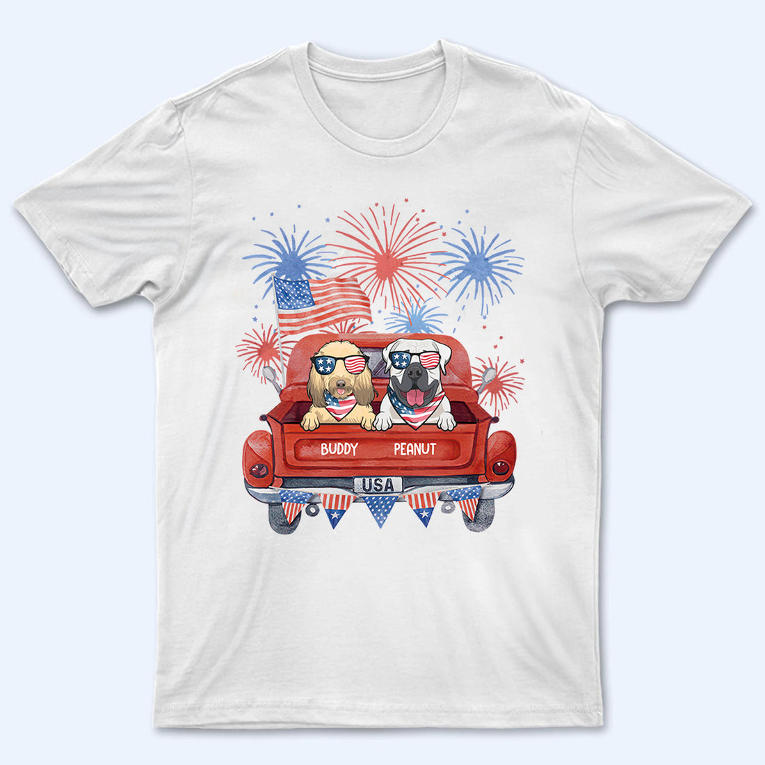 Personalized Independence Day Fireworks Dogs t-shirt, alternate view 2