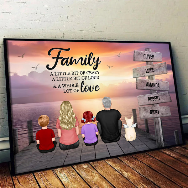 Retro Vintage Family A Little Whole Lot of Love Sign Posts - Personalized Poster/Canvas Prints - Gift For Family Members, Mom and Dad