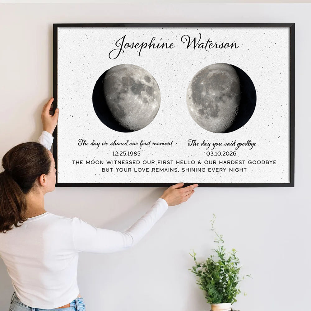 Personalized The Moon Witnessed Our First Hello And Our Hardest Goodbye Memorial poster, view 2