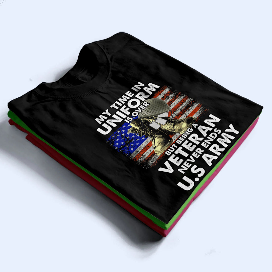 Personalized Being A Veteran Never Ends t-shirt, alternate view 2