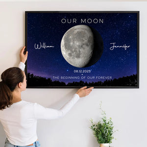 Our Moon Couple Gift Moon Phase - Personalized Poster/Canvas - Gift For Her/Him, Husband/Wife, Couples on Anniversary, Valentine's Day