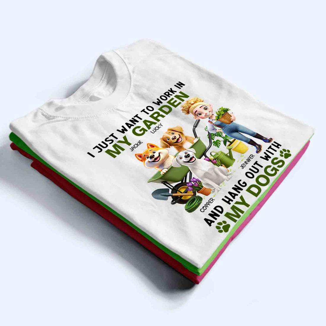 I Just Want To Work In My Garden And Hang Out With My Dogs personalized t-shirt, alternate view 2
