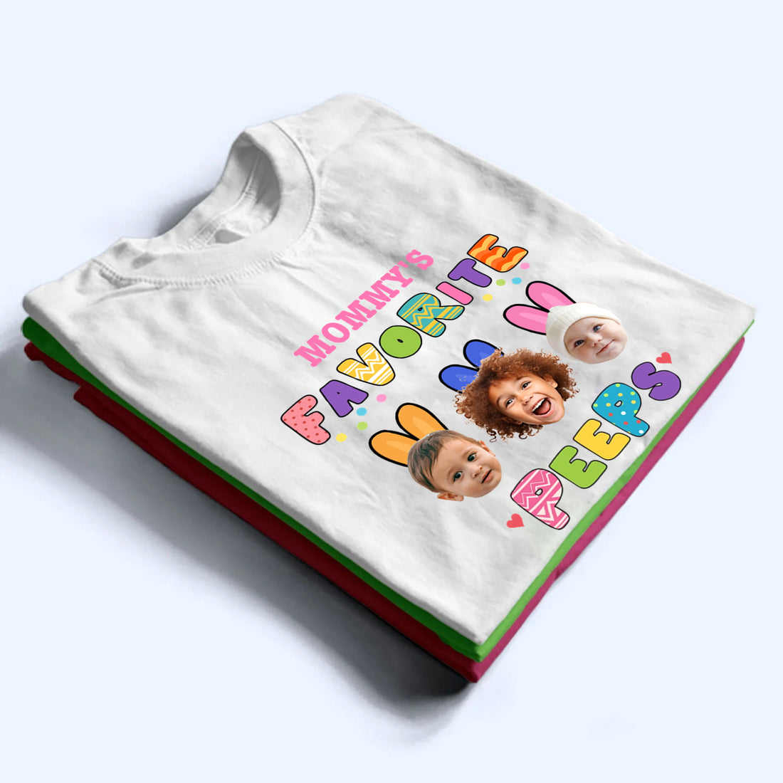 Custom Photo Grandma's Favorite Peeps - Personalized Custom T Shirt - Easter, Birthday, Loving, Funny Gift for Grandma/Nana/Mimi, Mom, Wife, Grandparent