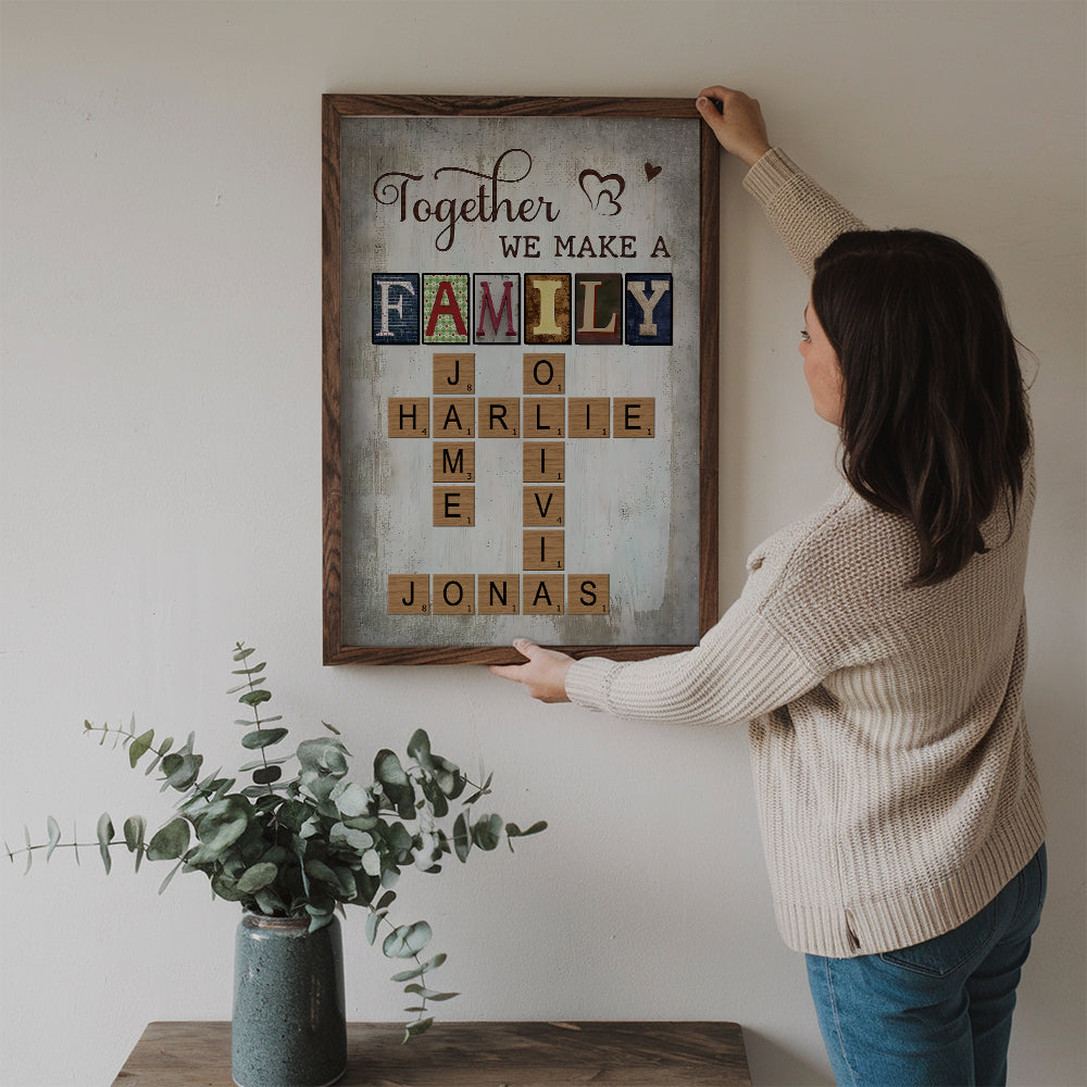 Together We Make A Family Crossword Art - Personalized Poster/Canvas Prints - Gift For Family Members, Mom and Dad 3