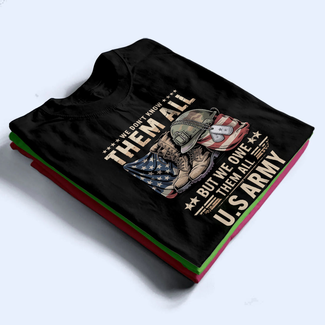 Personalized Patriotic "We Owe Them All" Veterans Day t-shirt, alternate view 2