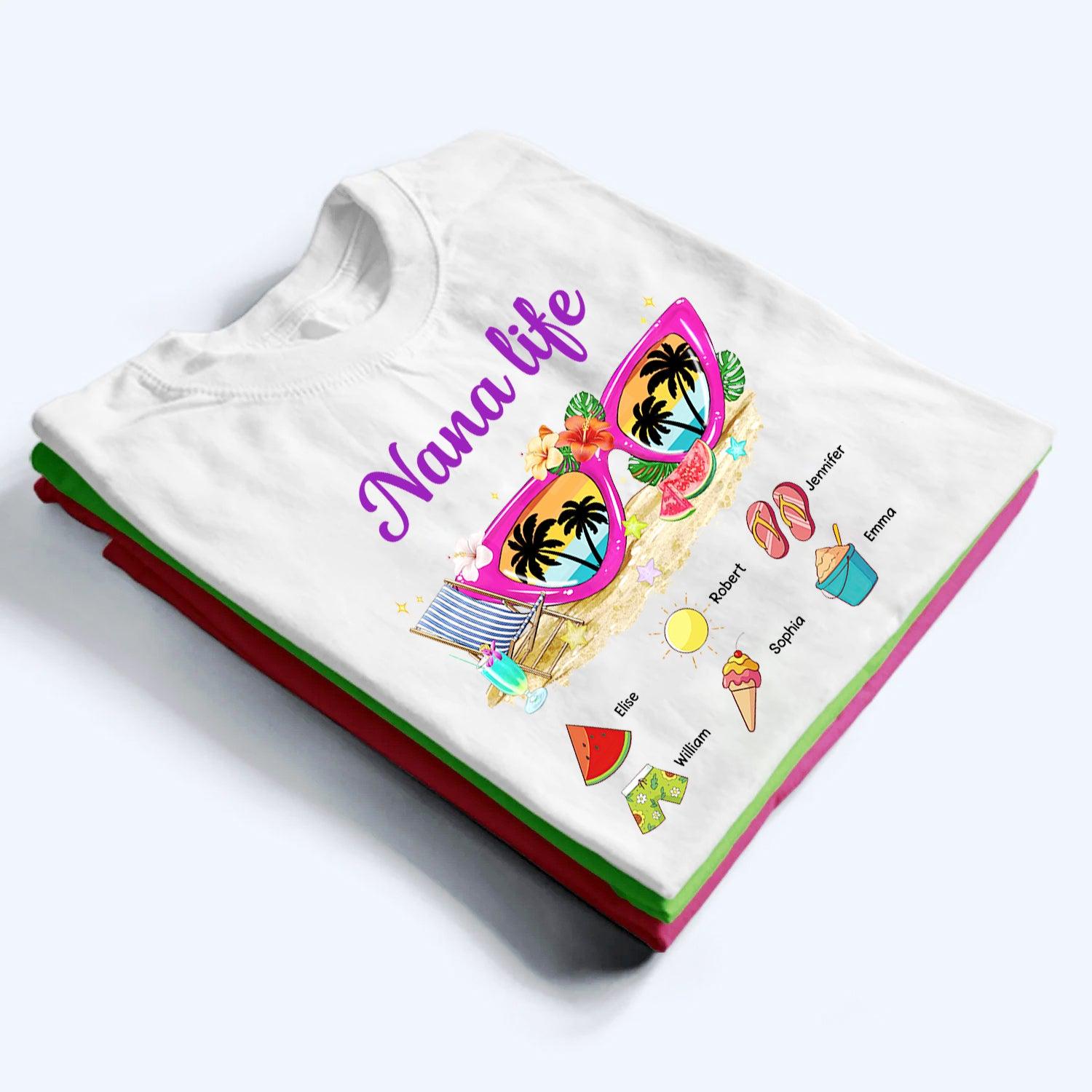 Grandma Life Sunglasses Beach Vibes Summer Vacation - Personalized Custom T Shirt - Gift for Grandma/Nana/Mimi, Mom, Wife, Grandparent - Suzitee Store