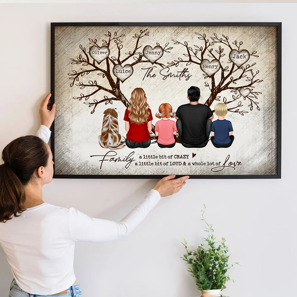 Custom Family Heart Tree Wall Art: Personalized Canvas with Up to 9 Kids and Pets - Unique Anniversary or Housewarming Gift for Family Members 2