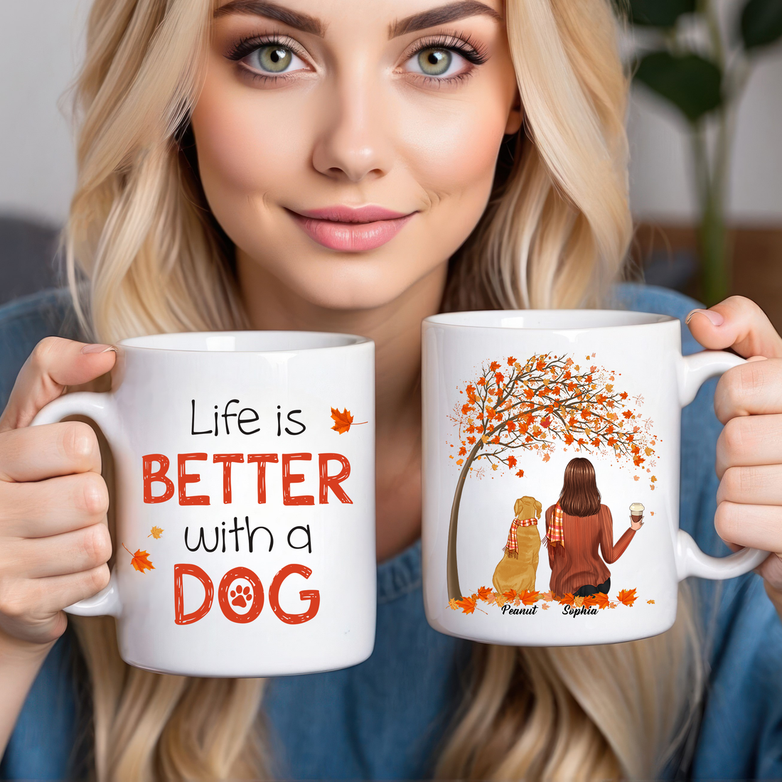 Life Is Better With A Dog Fall Season personalized mug, alternate view 3