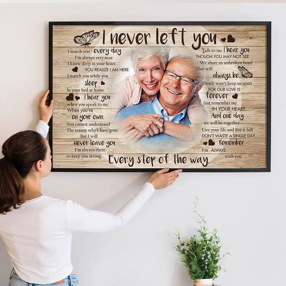 Custom Photo Never Left You - Memorial Gift - Personalized Canvas Prints For Family Members, Loss of Mom, Dad 2