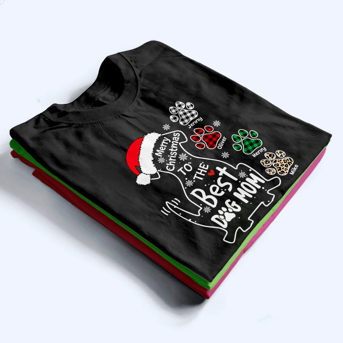 Personalized Merry Christmas To The Best Dog Mom/Dad t-shirt, alternate view 3