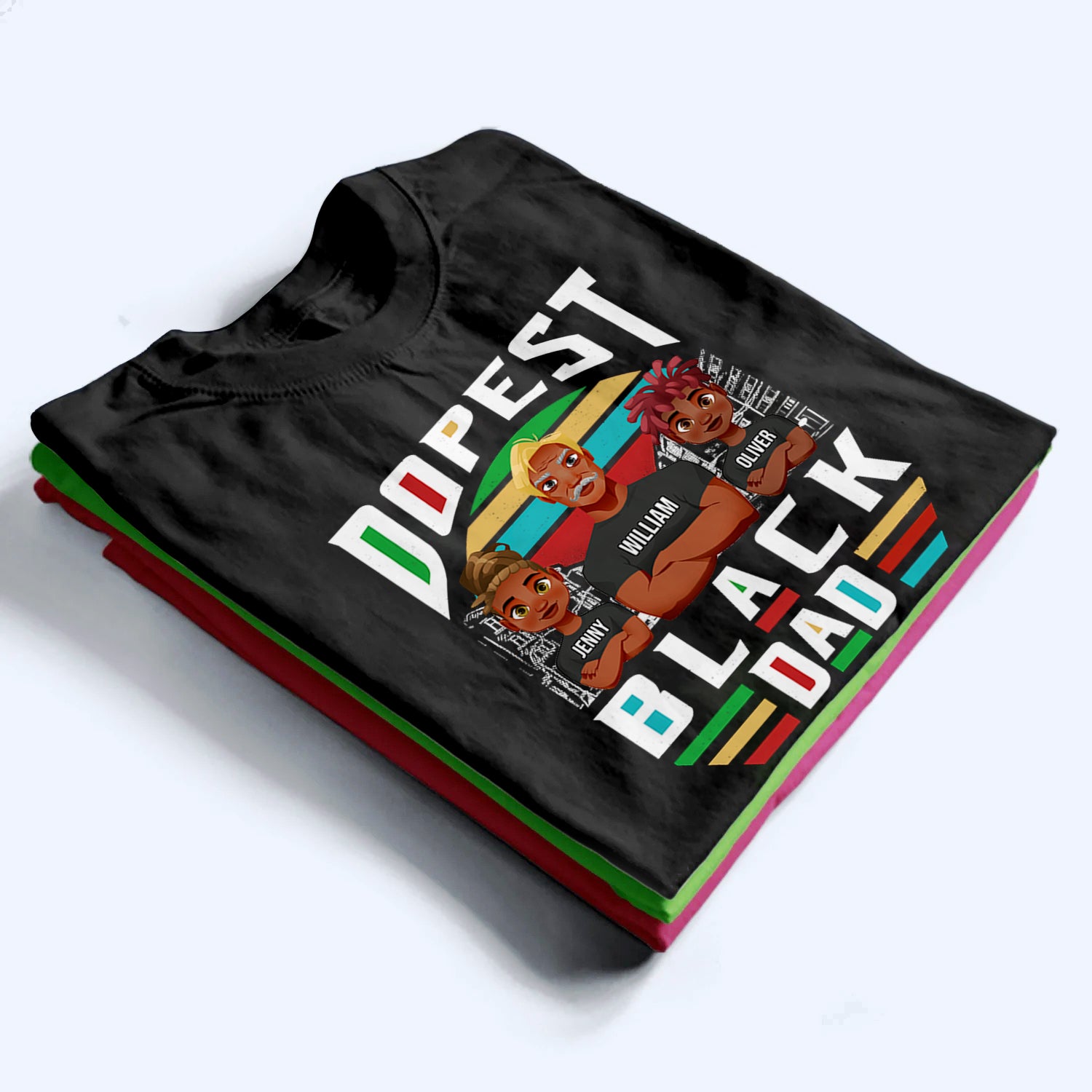 Dopest Black Dad - Personalized Custom T Shirt - Gift for Black Dad, Father's Day, Juneteenth