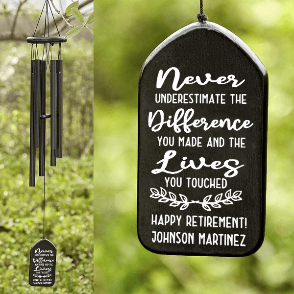 Personalized Never Underestimate The Difference You Made wind chime, alternate view 2