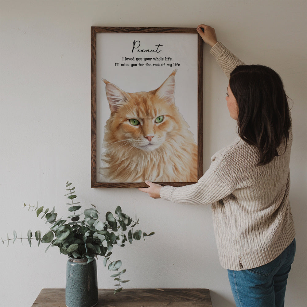 Custom Photo Realistic Watercolor Art Memorial Dog Cat - Personalized Poster/Canvas Prints - Sympathy Gift For Pet Owners, Pet Lovers