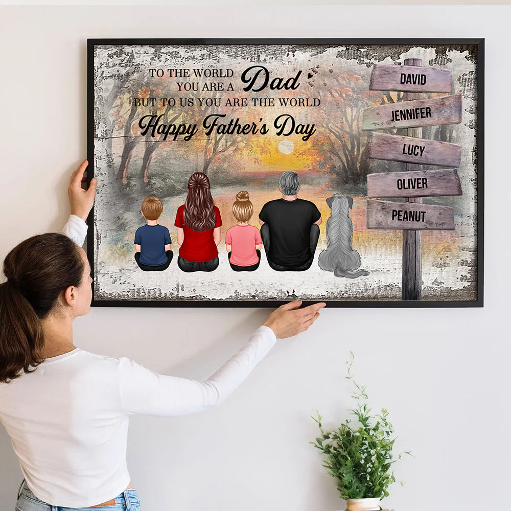 Personalized Custom Back View Family canvas print, room placement ideas for bedroom, desk, kitchen and living room