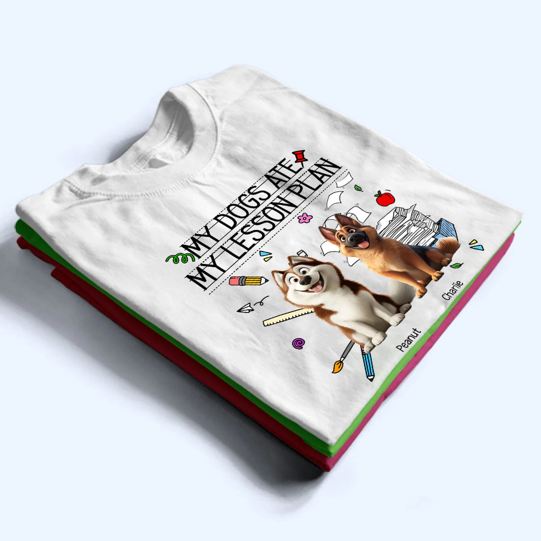 Personalized My Dog Ate My Lesson Plan Teacher t-shirt, alternate view 3