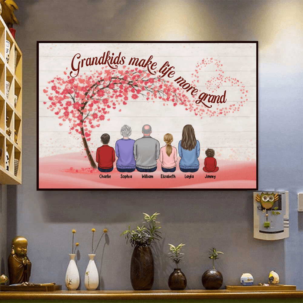 Grandparents & Grandkids Forever Linked Together - Personalized Family Gift For Grandma, Grandpa, Grandparent | Poster