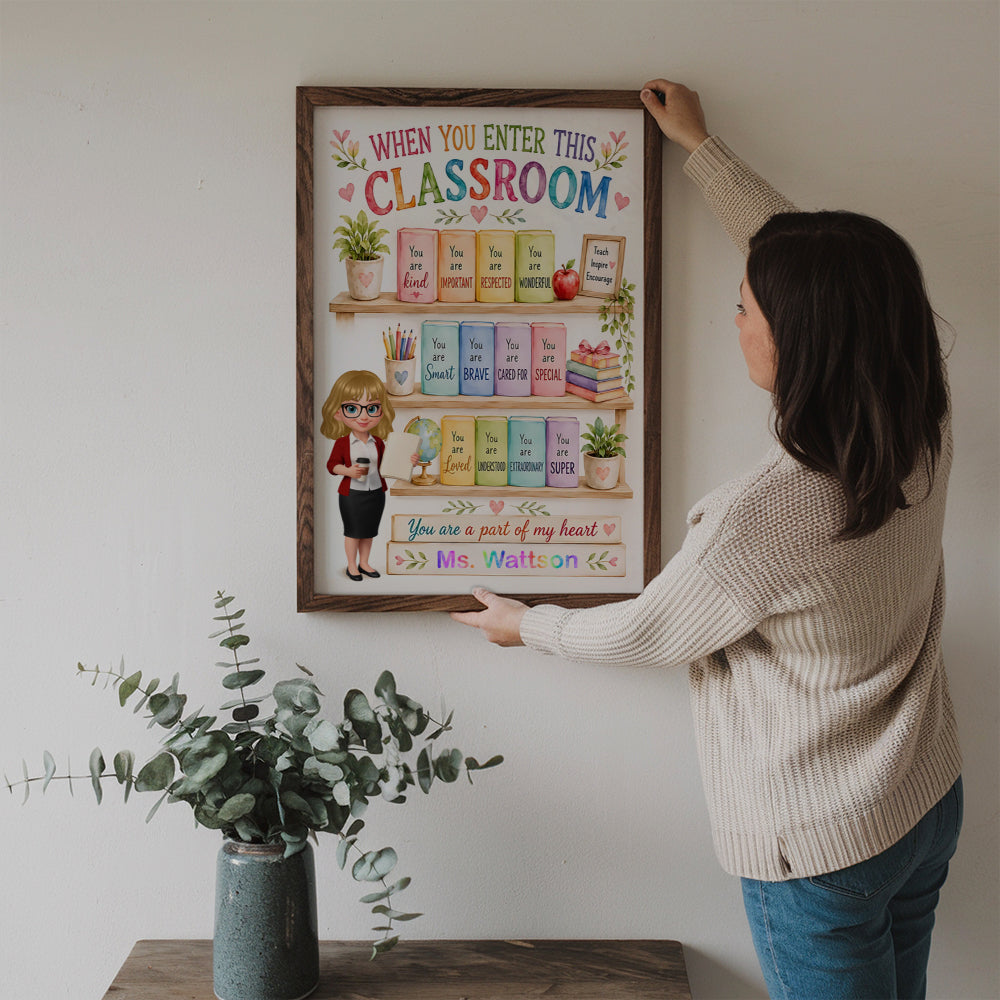 When You Enter This Classroom Teacher Affirmation - Personalized Poster/Canvas Prints - Back To School, 1st Day of School - Custom Gift For Teachers & Educators, Classroom Decoration