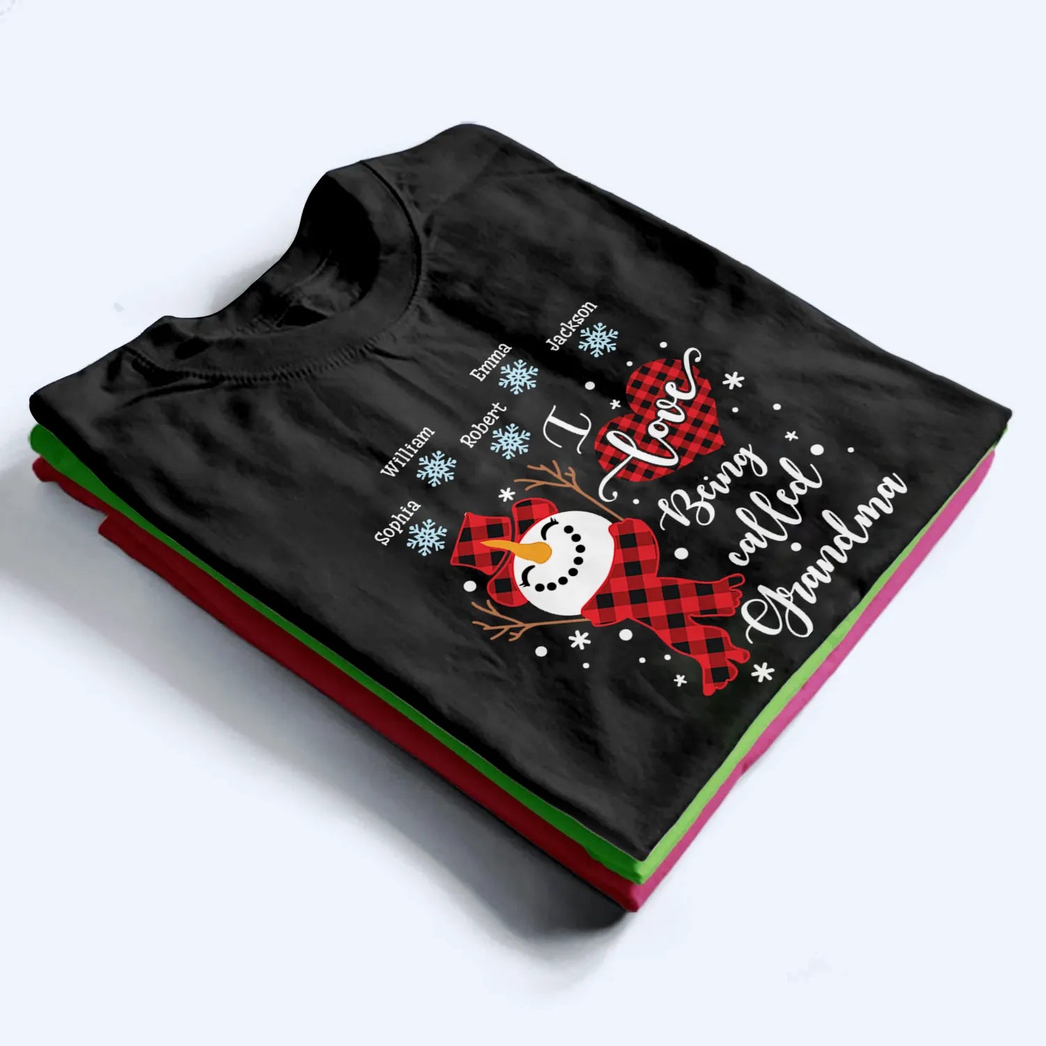 Up to 20 Kids - I Love Being Called Grandma Snowman - Personalized Custom T Shirt - Christmas Gift for Grandma/Grandparent 3