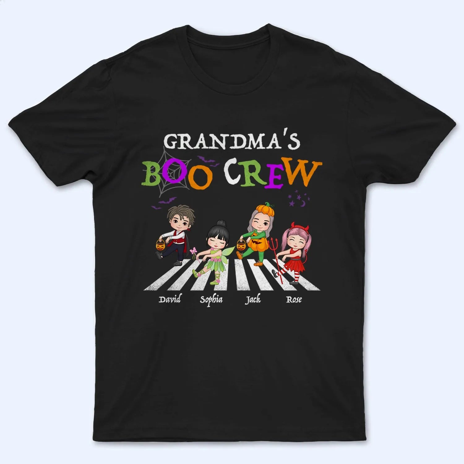 Halloween Grandma's Boo Crew - Personalized Custom T Shirt - Halloween Gift for Grandma/Nana/Mimi, Mom, Wife, Grandparent 2