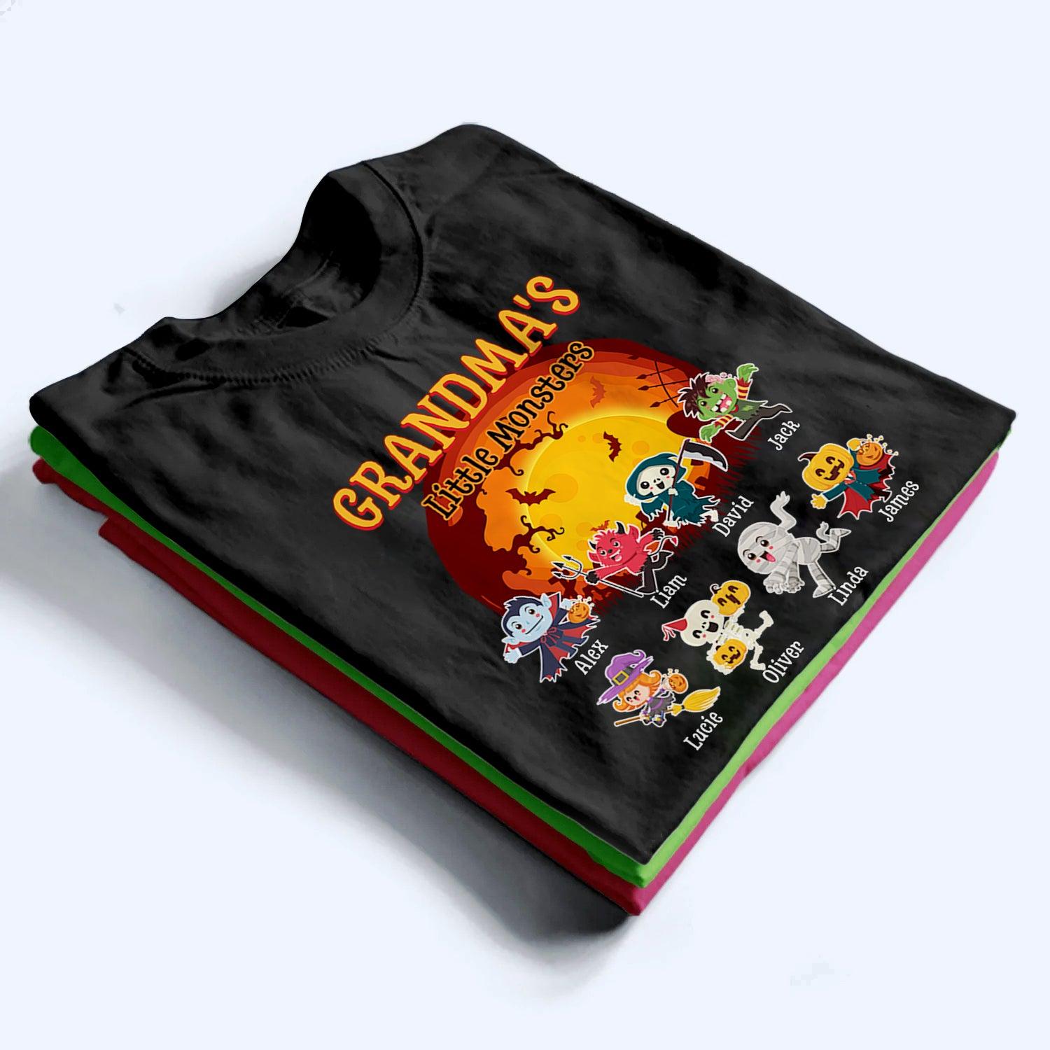 Grandma's Little Monsters - Personalized Custom T Shirt - Halloween Gift for Grandma/Nana/Mimi, Mom, Wife, Grandparent 3