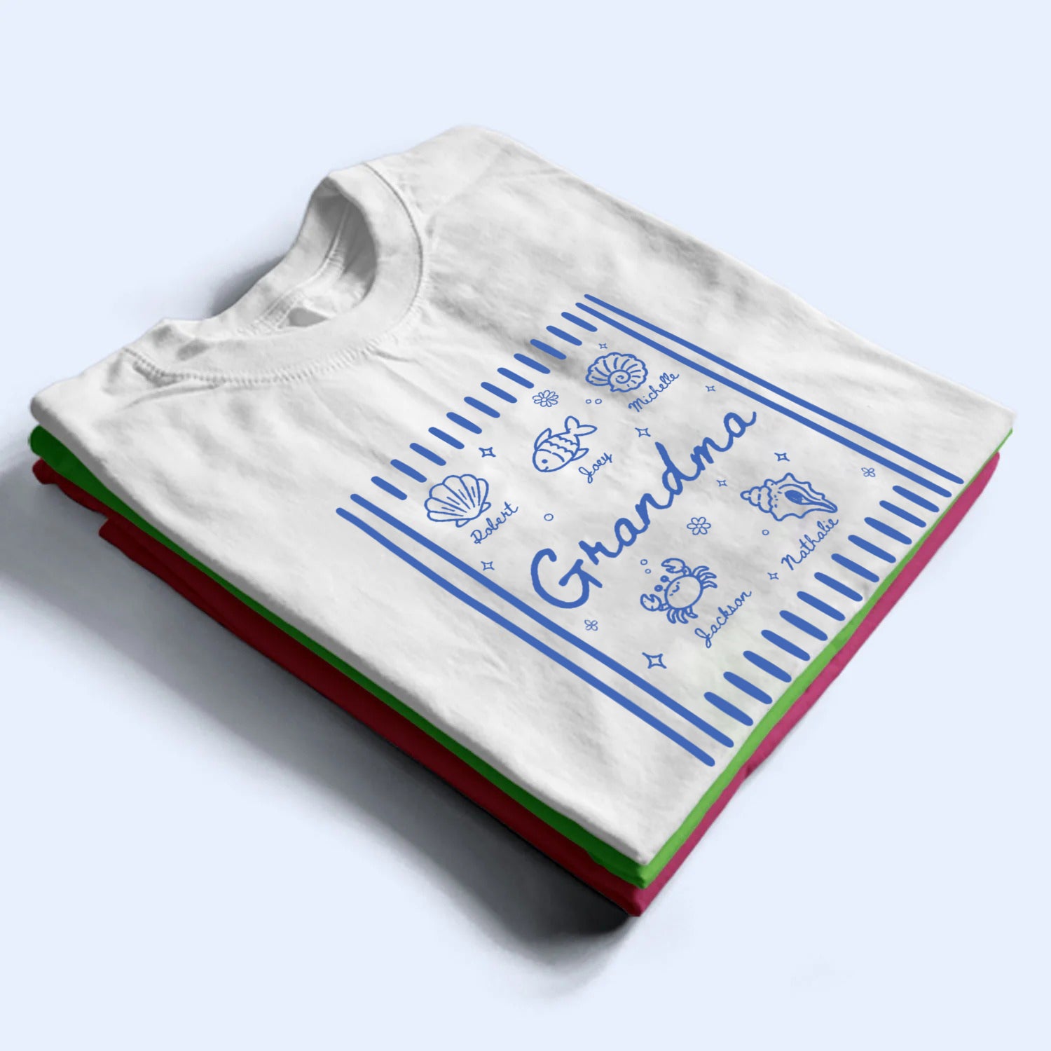 Blue Retro Summer Grandma - Personalized Custom Shirt - Summer Gift For Mom, Grandma