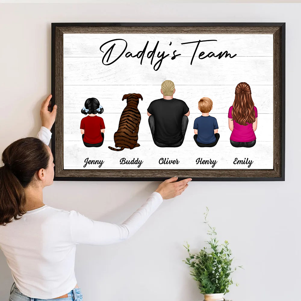 Daddy‘s Team Family Sitting - Personalized Poster/Canvas Prints - Father's Day Gift, Birthday Gift For Dad, Daddy 2
