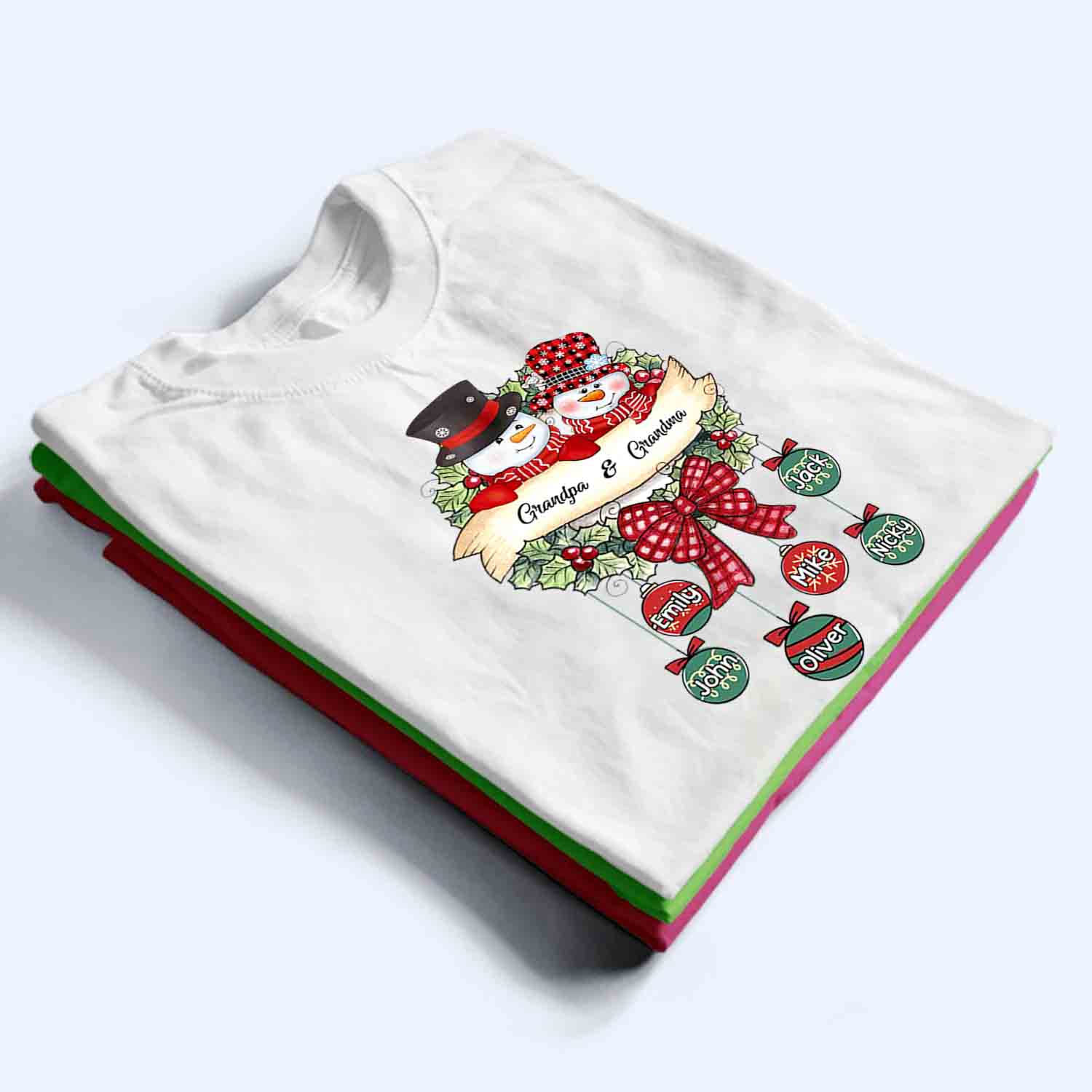 Snowman Grandpa & Grandma - Personalized Custom Shirt - Christmas Gift For Grandpa/Grandma, Mom/Dad