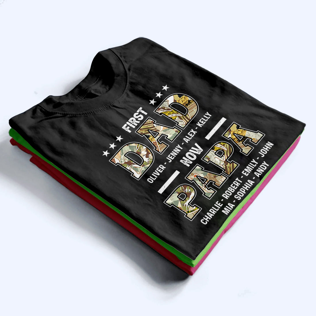 Personalized First Dad, Now Papa t-shirt, alternate view 3