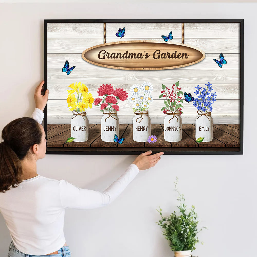 Grandma‘s Garden Watercolor Birth Month Flowers - Personalized Poster/Canvas Prints - Gift for Grandma, Mom 2