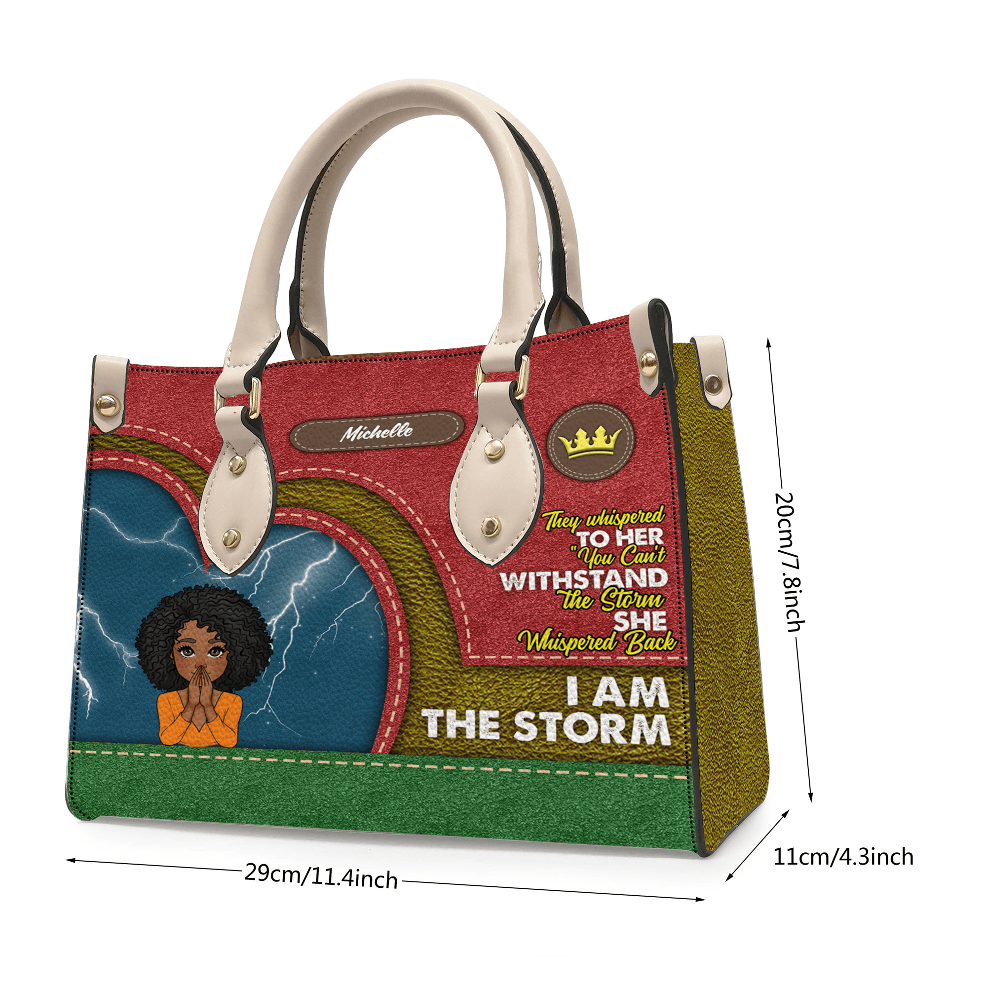 She Whispered Back I Am The Storm - Personalized Black Girl Handbag - Gift For Wife, Mom, Black Girl, Black Woman, African American, Black History Month, Juneteenth