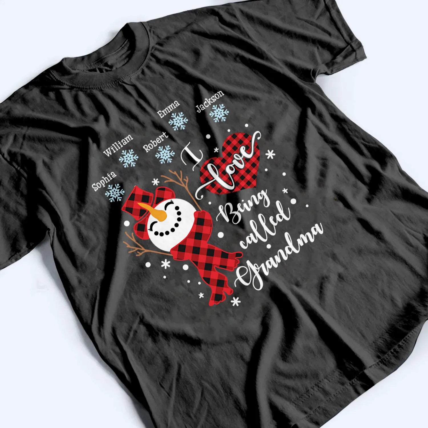 Up to 20 Kids - I Love Being Called Grandma Snowman - Personalized Custom T Shirt - Christmas Gift for Grandma/Grandparent 4