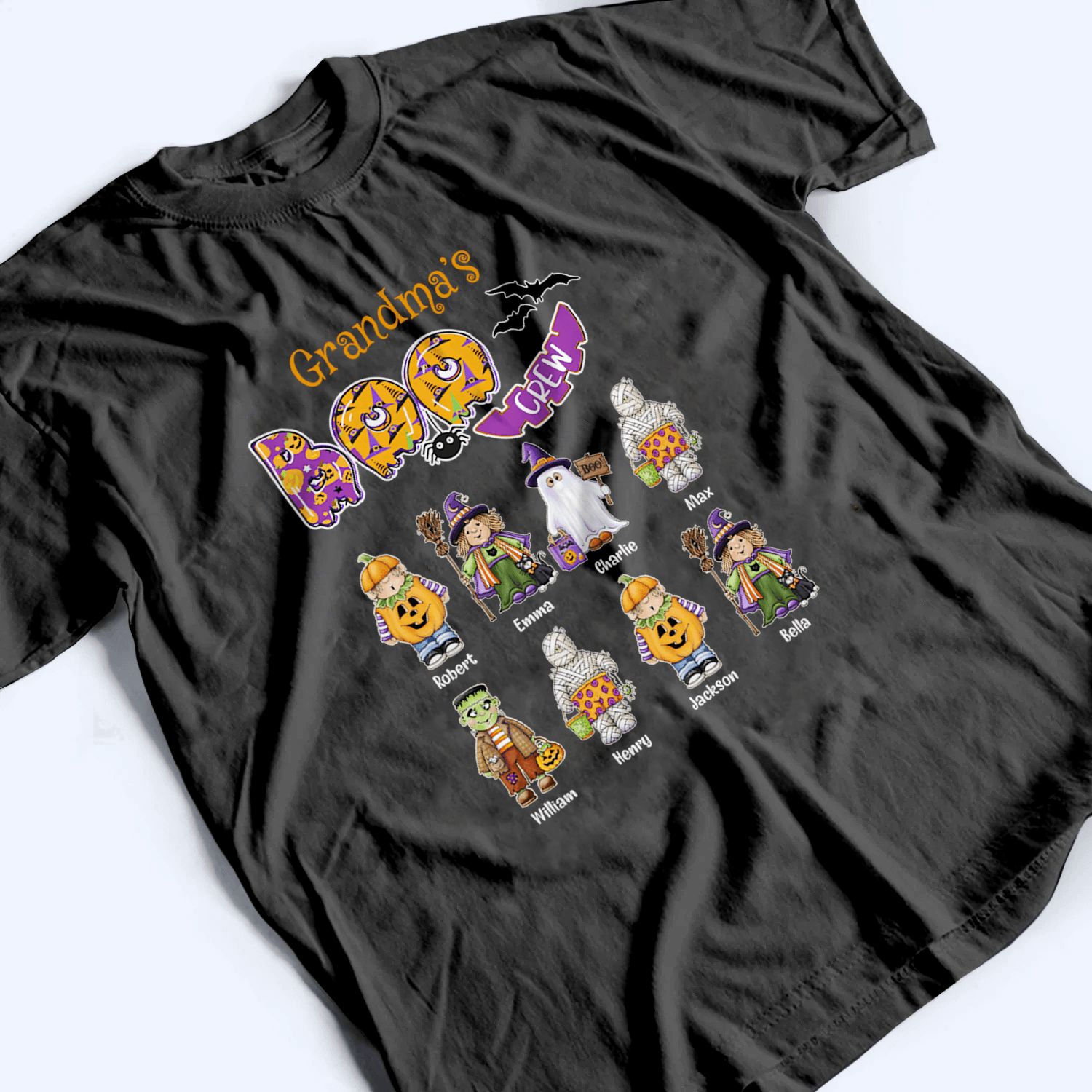 Grandma's Boo Crew - Personalized Custom T Shirt - Halloween Gift for Grandma/Nana/Mimi, Mom, Wife, Grandparent
