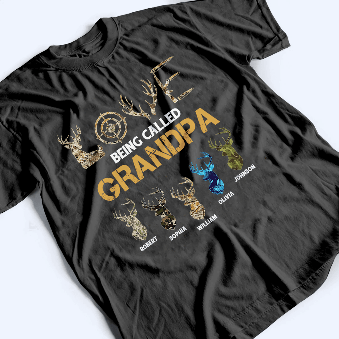 Personalized Love Being Called Grandpa Hunting Grandpa with Kids Names t-shirt, alternate view 4