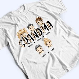 Leopard Grandma Title - Personalized Custom T Shirt - Gift for Grandma/Nana/Mimi, Mom, Wife, Mother's Day - Suzitee Store