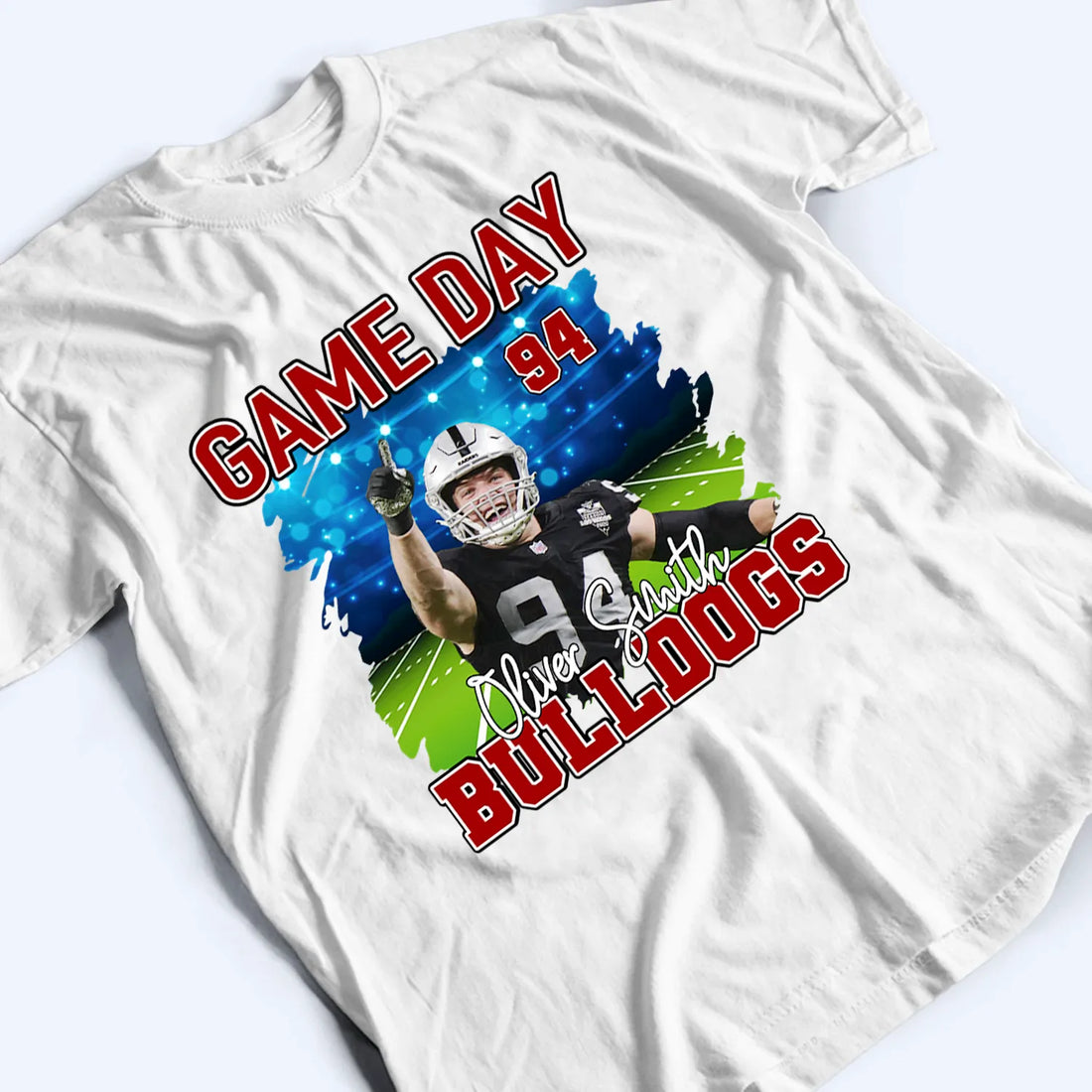 Custom Photo Football Game Day t-shirt, alternate view 3