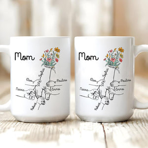 Holding Mom's Hand - Personalized Mug - Gift for Mom, Wife, Grandma, Mother's Day - Suzitee Store