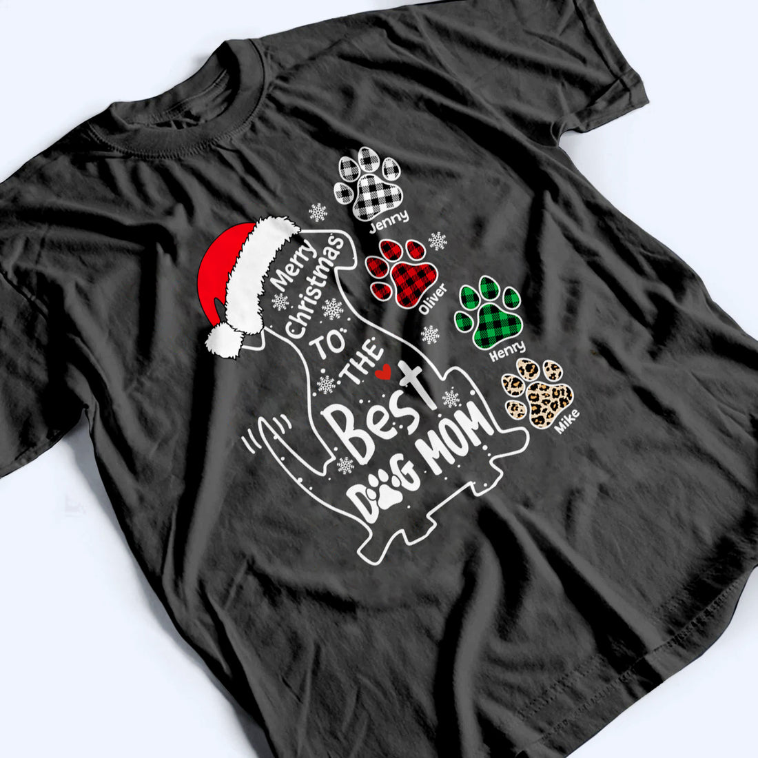 Personalized Merry Christmas To The Best Dog Mom/Dad t-shirt, alternate view 4