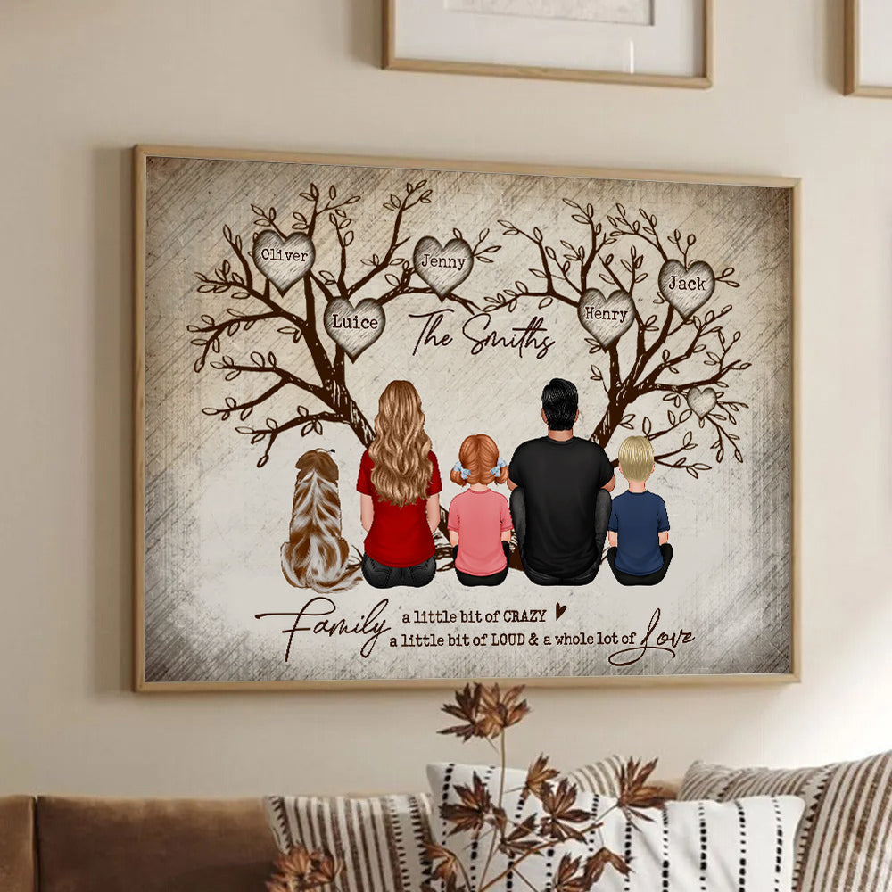 Custom Family Heart Tree Wall Art: Personalized Canvas with Up to 9 Kids and Pets - Unique Anniversary or Housewarming Gift for Family Members 3
