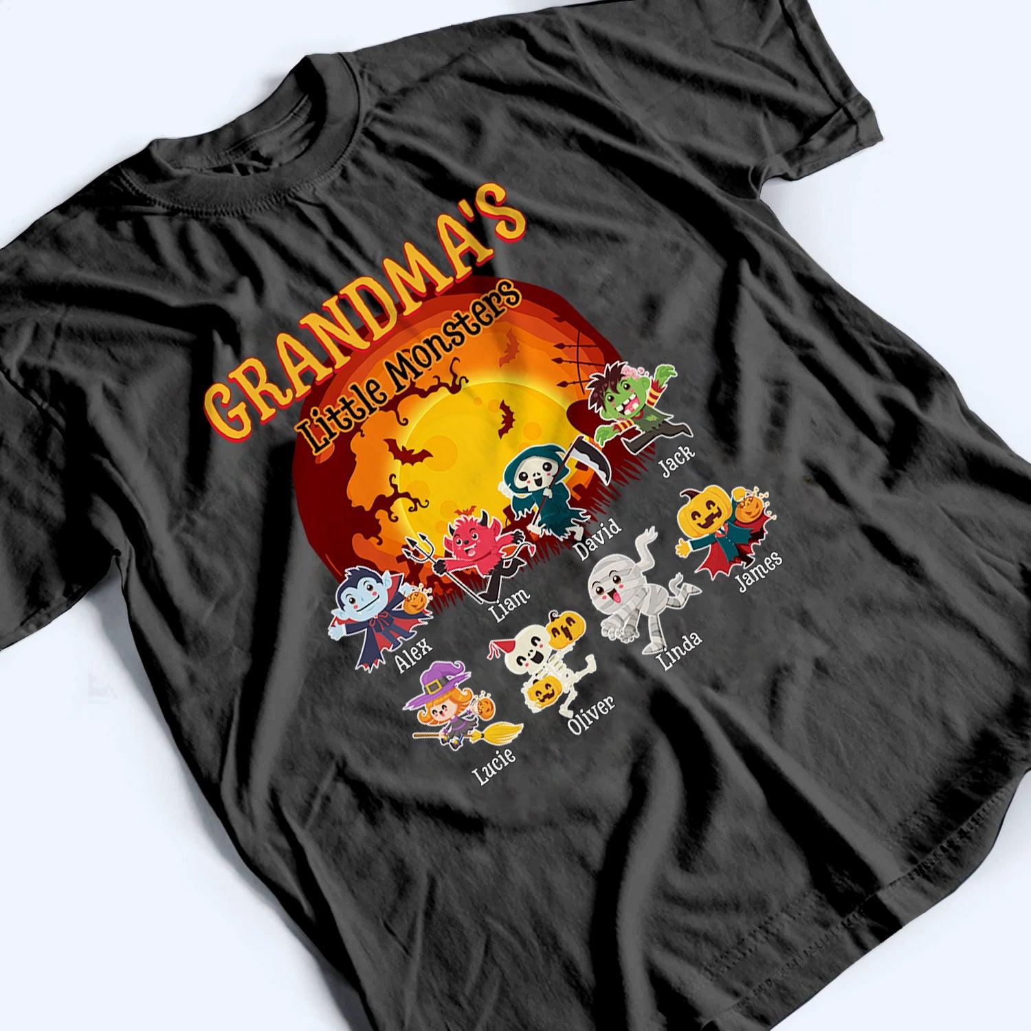 Grandma's Little Monsters - Personalized Custom T Shirt - Halloween Gift for Grandma/Nana/Mimi, Mom, Wife, Grandparent 4