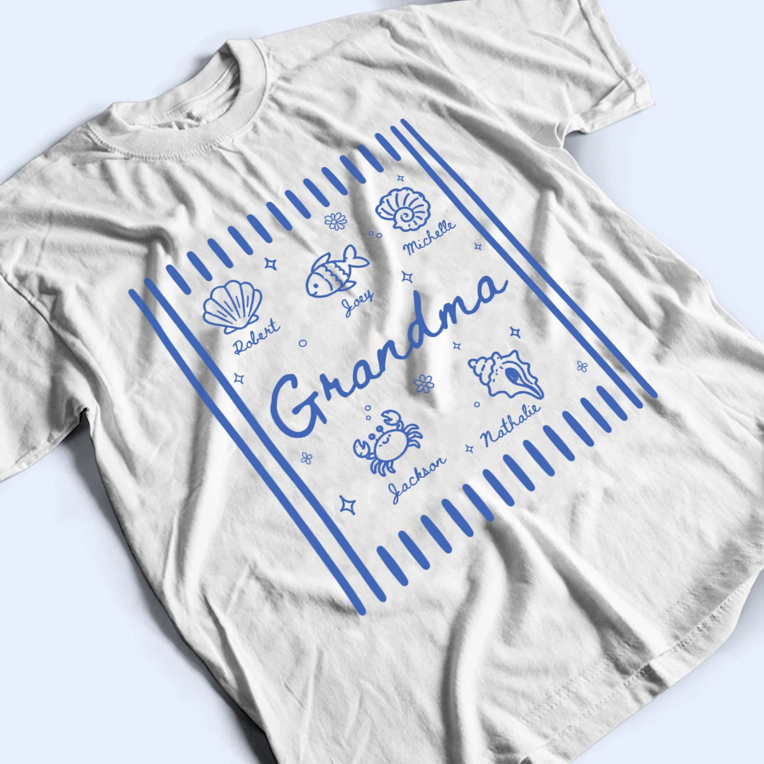Blue Retro Summer Grandma - Personalized Custom Shirt - Summer Gift For Mom, Grandma