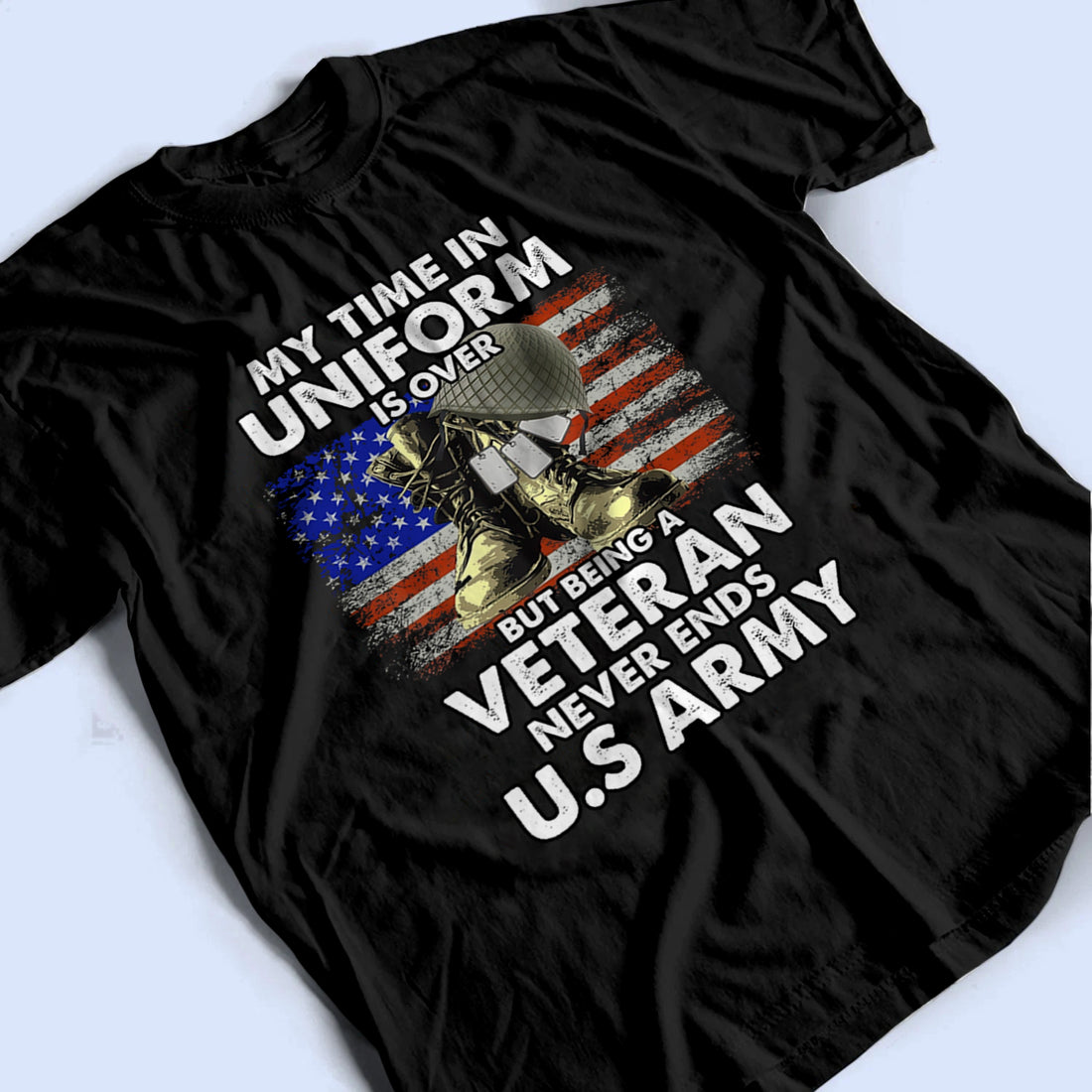 Personalized Being A Veteran Never Ends t-shirt, alternate view 3