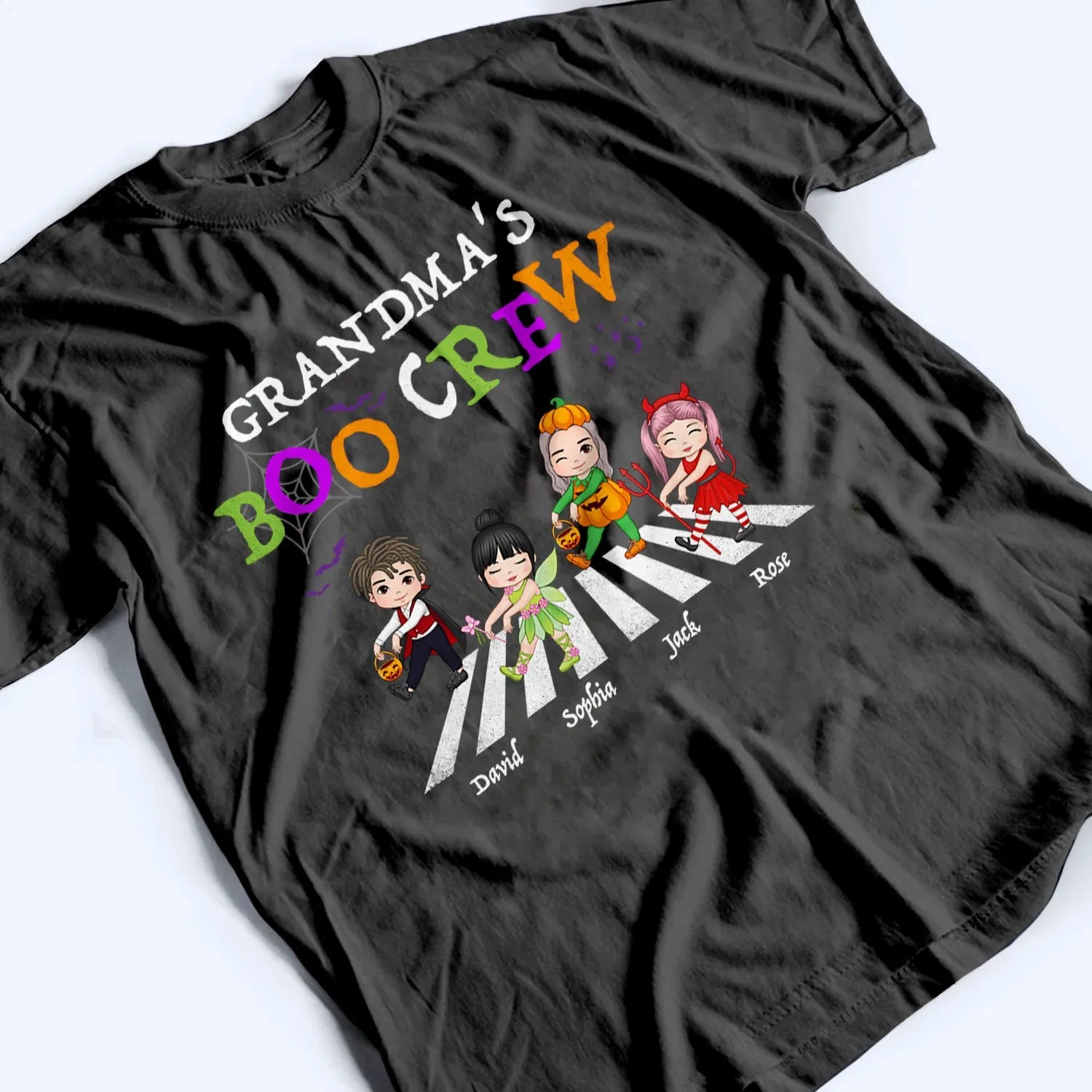 Halloween Grandma's Boo Crew - Personalized Custom T Shirt - Halloween Gift for Grandma/Nana/Mimi, Mom, Wife, Grandparent 4