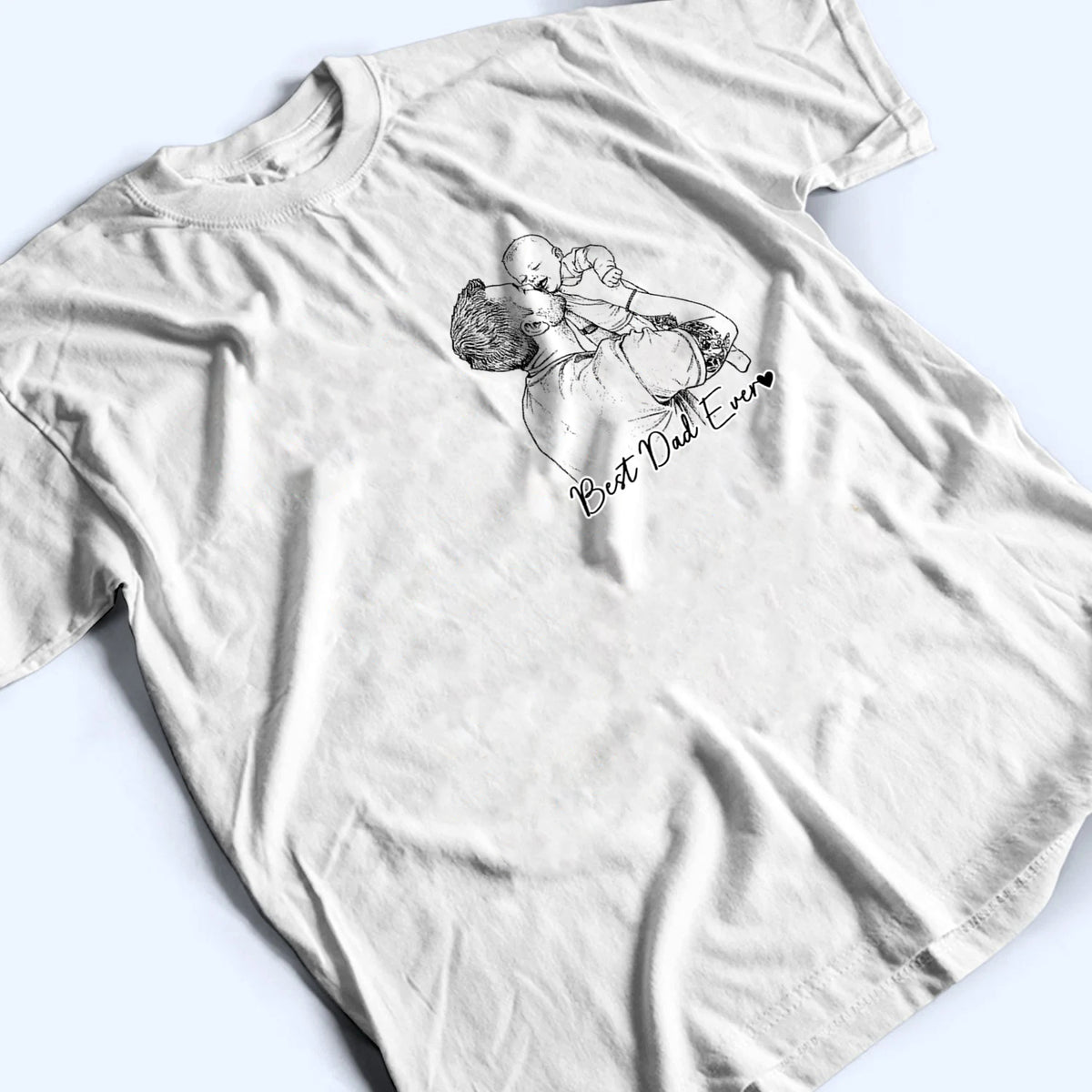 Custom Photo Sketch Line Art Dad, You’re One Of A Kind - Personalized Custom Shirt - Gift For Mom, Dad, Family Members