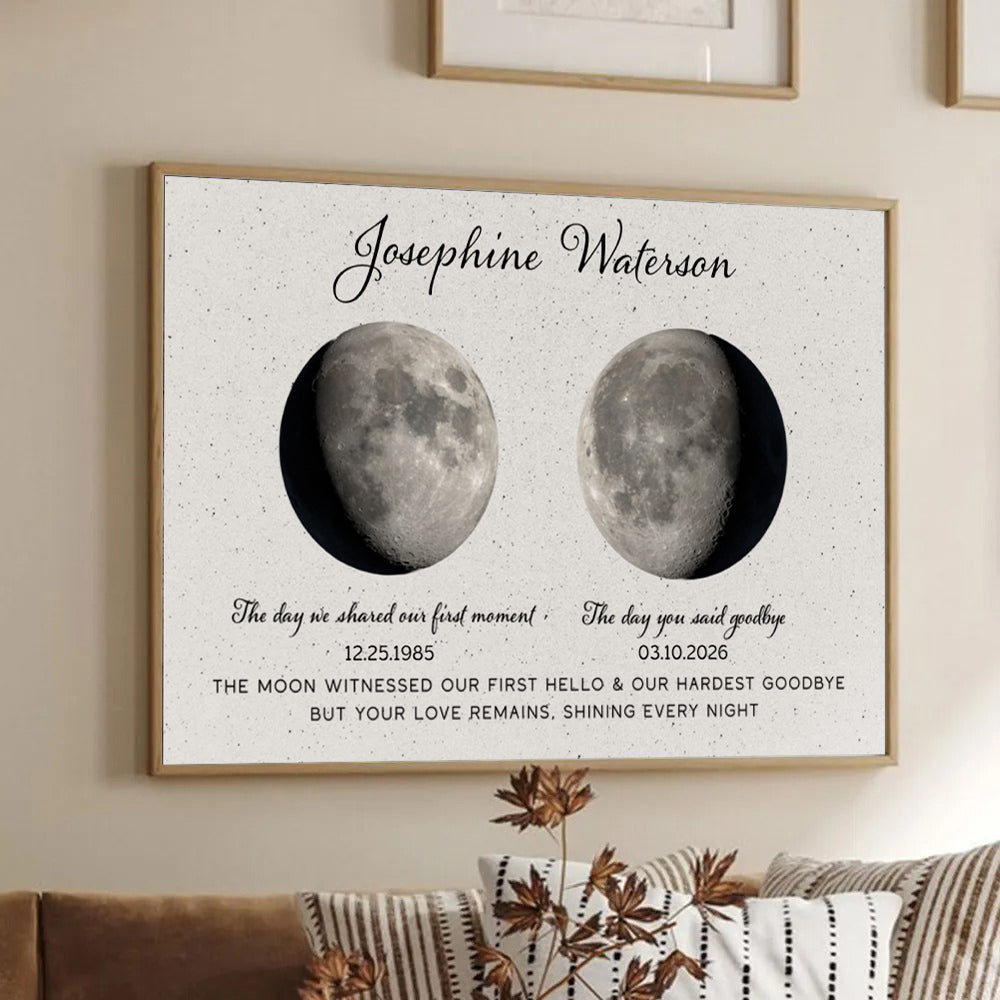 The Moon Witnessed Our First Hello And Our Hardest Goodbye Memorial - Personalized Canvas Prints - Memorial, Sympathy Gift For Family Members